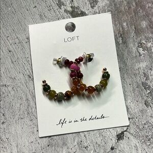 NWT LOFT Colorful Beaded Hoop Earrings